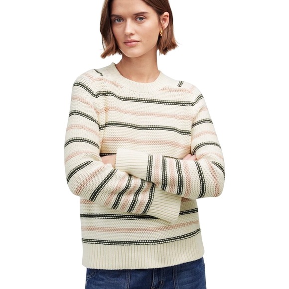 Madewell Sweaters - Madewell Coastal Grandma Striped Knit Sweater‎ Crewneck Long Sleeve Cotton Small